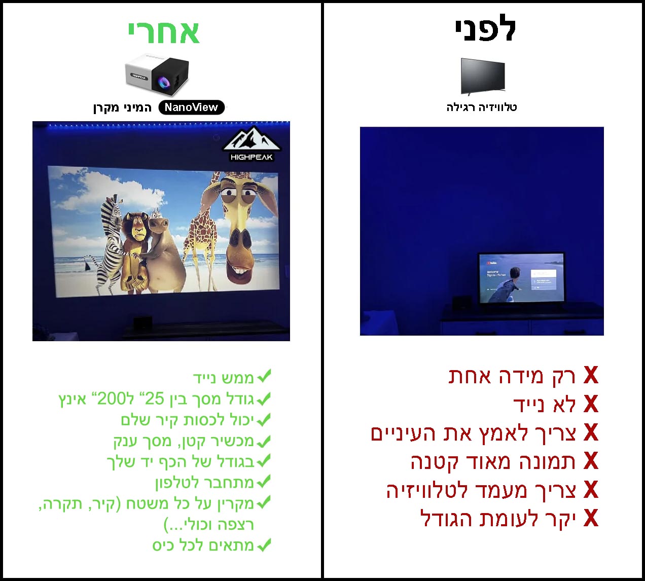 ™NanoView - המיני מקרן