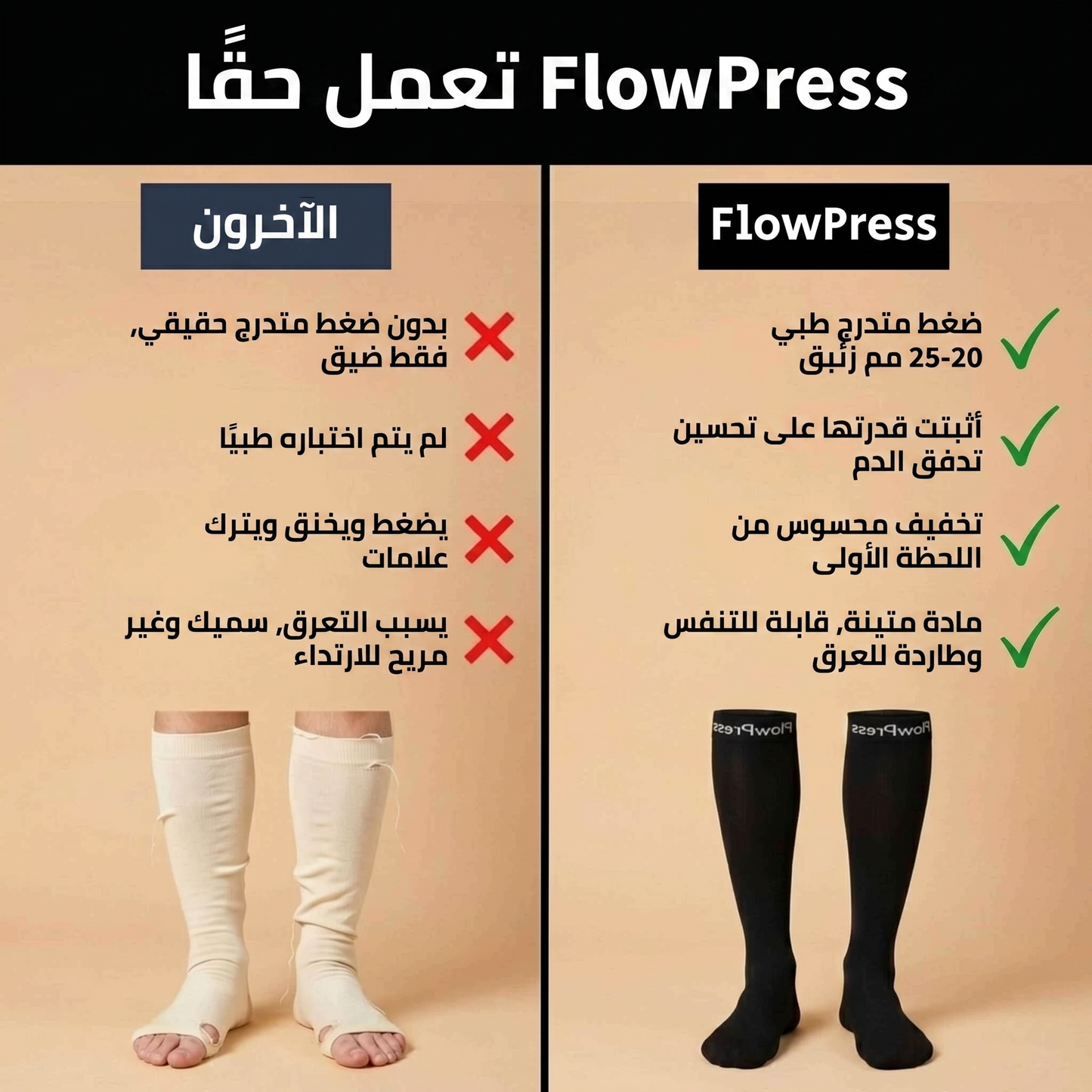 ™FlowPress جوارب ضاغطة متقدمة لتخفيف الآلام